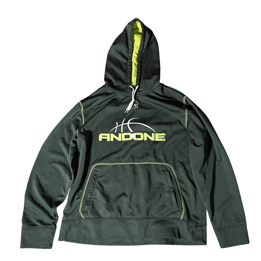 And1 Andone Green Basketball Pullover Hoodie Sweatshirt Mens Size Large